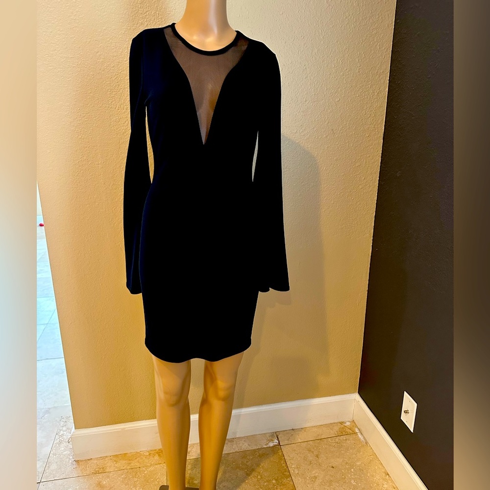 Women’s Dresses, Brat Star, SZ Sm, long sleeve mesh cleavage bodycon dress. NWT